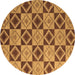 Round Machine Washable Abstract Brown Modern Rug, wshabs5544brn