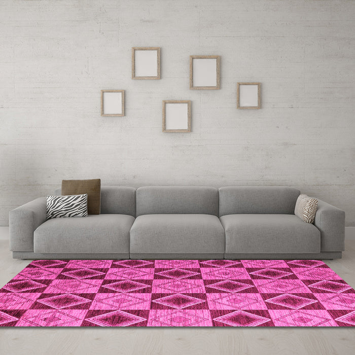 Machine Washable Abstract Pink Modern Rug in a Living Room, wshabs5544pnk