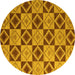 Round Machine Washable Abstract Yellow Modern Rug, wshabs5544yw