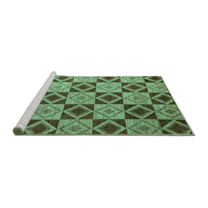 Sideview of Machine Washable Abstract Turquoise Modern Area Rugs, wshabs5544turq