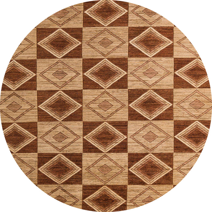 Round Machine Washable Abstract Orange Rug, wshabs5544