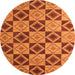 Round Abstract Orange Modern Rug, abs5544org