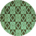 Round Abstract Turquoise Modern Rug, abs5544turq