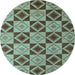 Round Abstract Light Blue Modern Rug, abs5544lblu