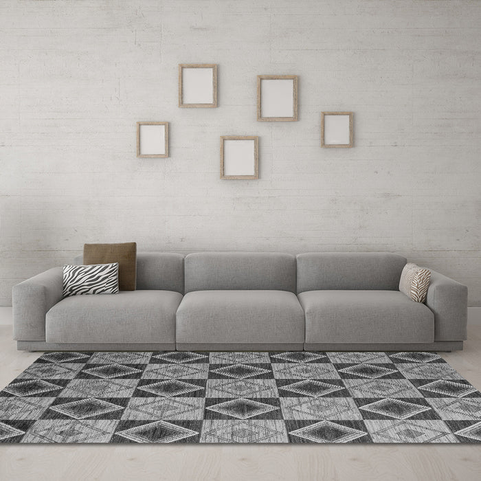 Machine Washable Abstract Gray Modern Rug in a Living Room,, wshabs5544gry