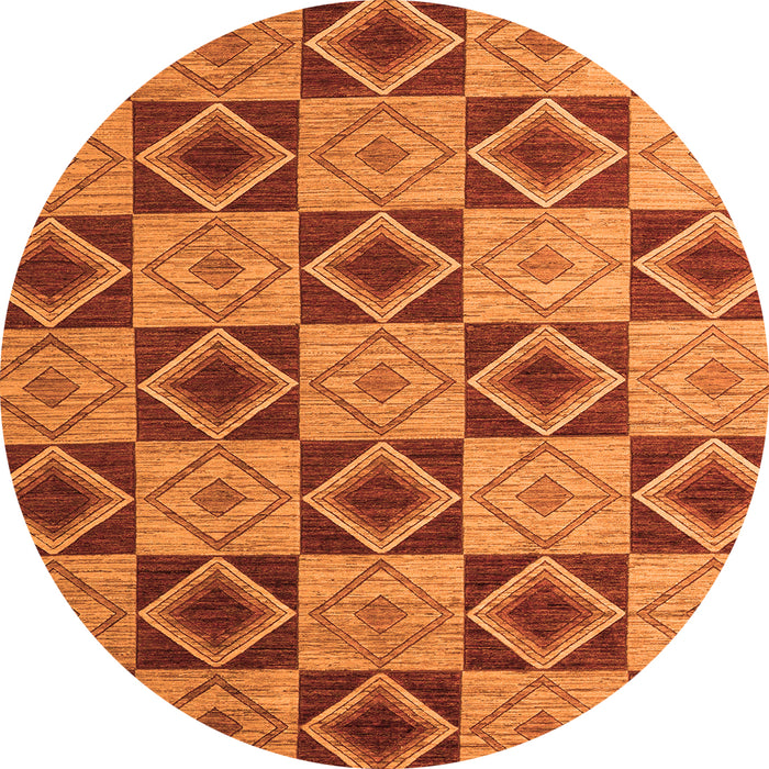 Round Machine Washable Abstract Orange Modern Area Rugs, wshabs5544org