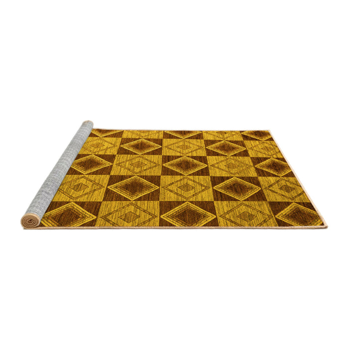 Sideview of Machine Washable Abstract Yellow Modern Rug, wshabs5544yw