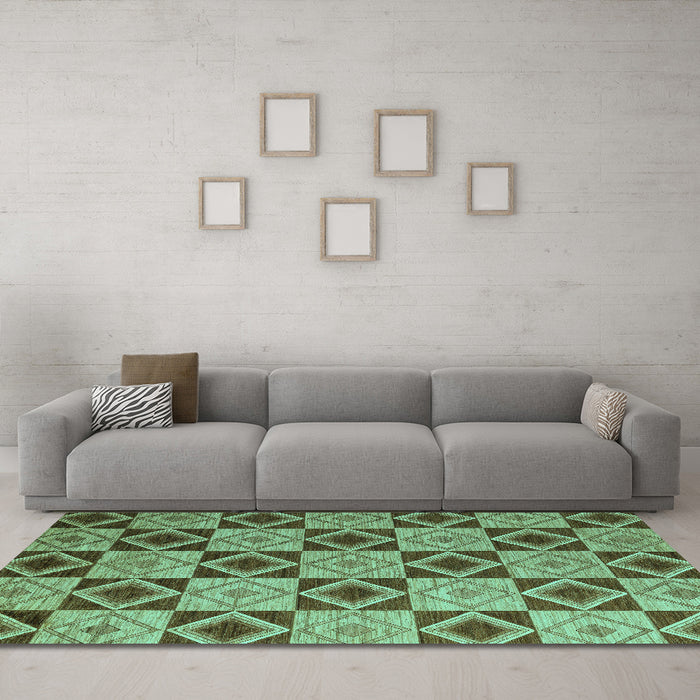Machine Washable Abstract Turquoise Modern Area Rugs in a Living Room,, wshabs5544turq