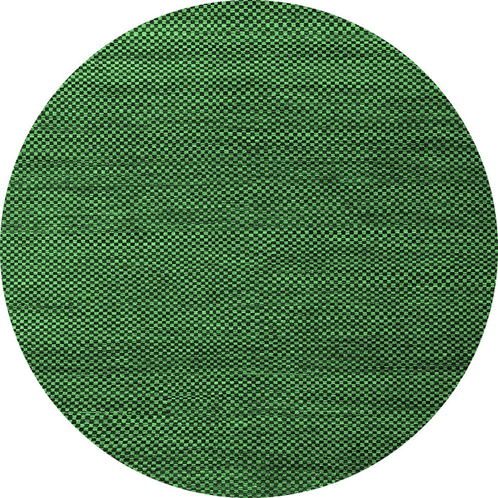 Round Machine Washable Abstract Emerald Green Modern Area Rugs, wshabs5545emgrn