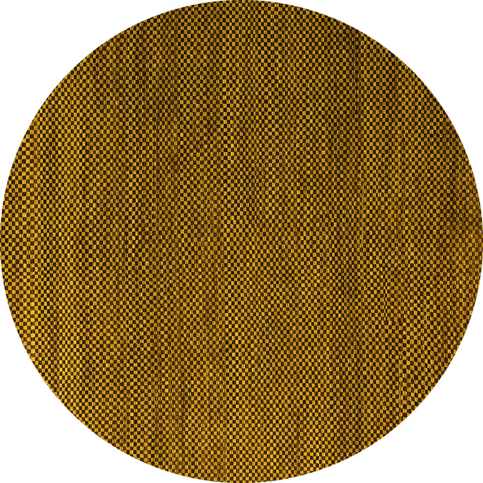 Round Machine Washable Abstract Yellow Modern Rug, wshabs5545yw
