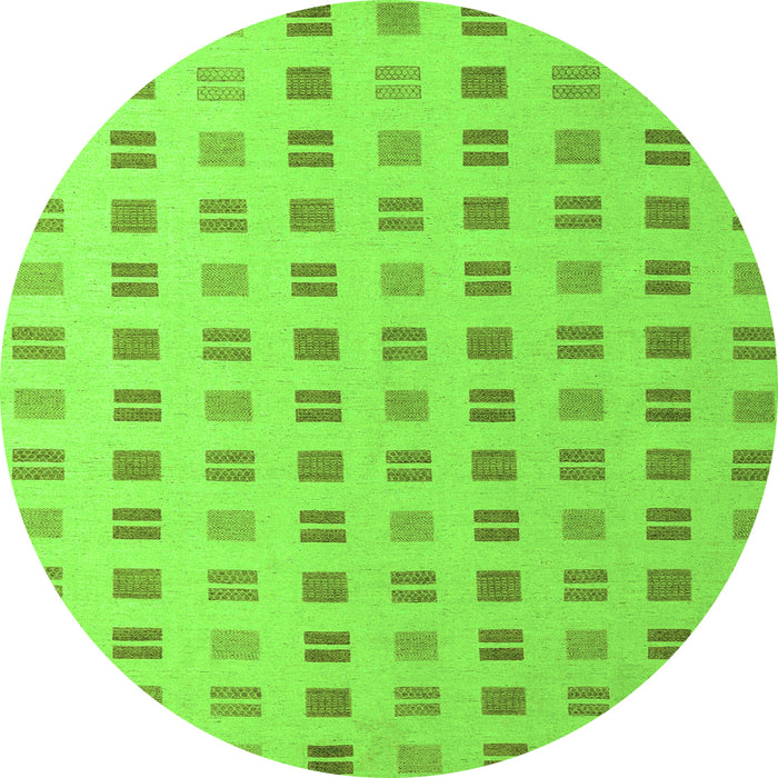 Round Machine Washable Solid Green Modern Area Rugs, wshabs5546grn