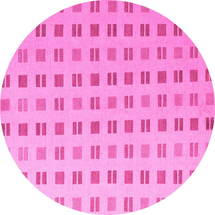 Round Machine Washable Solid Pink Modern Rug, wshabs5546pnk