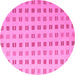 Round Machine Washable Solid Pink Modern Rug, wshabs5546pnk