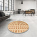 Round Machine Washable Abstract Orange Rug in a Office, wshabs5546