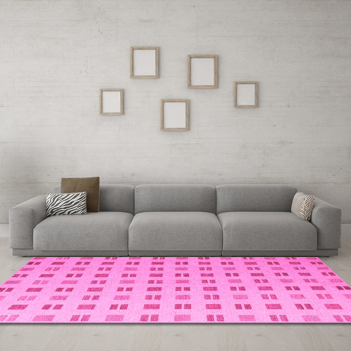 Machine Washable Solid Pink Modern Rug in a Living Room, wshabs5546pnk