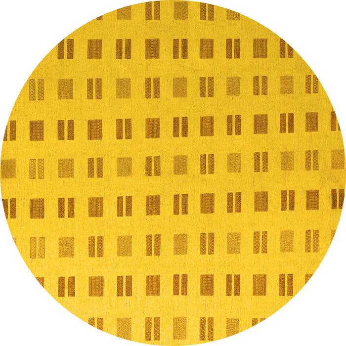 Round Machine Washable Solid Yellow Modern Rug, wshabs5546yw