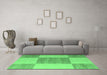 Machine Washable Checkered Emerald Green Modern Area Rugs in a Living Room,, wshabs5547emgrn