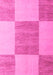 Machine Washable Checkered Pink Modern Rug, wshabs5547pnk