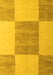 Machine Washable Checkered Yellow Modern Rug, wshabs5547yw