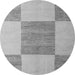 Round Checkered Gray Modern Rug, abs5547gry