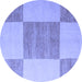 Round Machine Washable Checkered Blue Modern Rug, wshabs5547blu