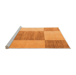 Sideview of Machine Washable Checkered Orange Modern Area Rugs, wshabs5547org-1