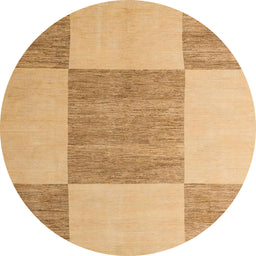 Round Abstract Orange Checkered Rug, abs5547