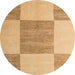 Round Abstract Orange Checkered Rug, abs5547