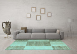 Machine Washable Checkered Light Blue Modern Rug in a Living Room, wshabs5547lblu