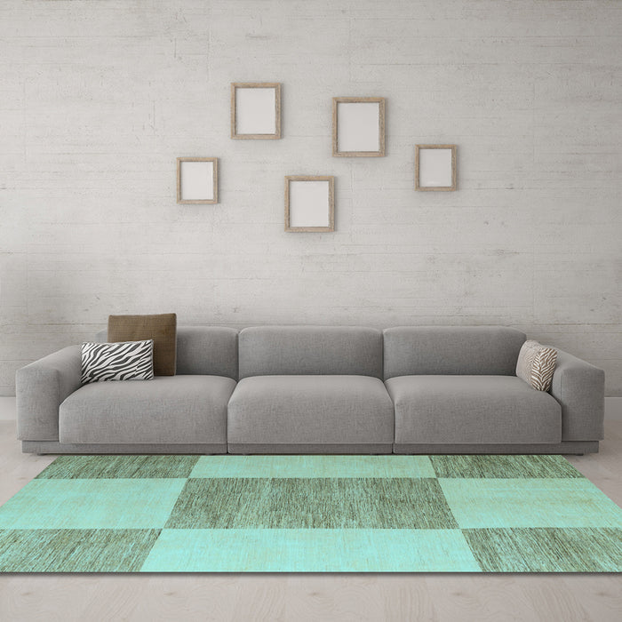 Machine Washable Checkered Light Blue Modern Rug in a Living Room, wshabs5547lblu