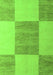 Machine Washable Checkered Green Modern Area Rugs, wshabs5547grn