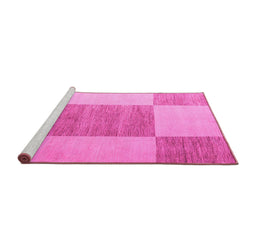 Sideview of Machine Washable Checkered Pink Modern Rug, wshabs5547pnk