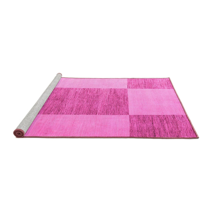 Sideview of Machine Washable Checkered Pink Modern Rug, wshabs5547pnk