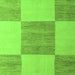 Square Machine Washable Checkered Green Modern Area Rugs, wshabs5547grn