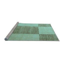 Sideview of Machine Washable Checkered Light Blue Modern Rug, wshabs5547lblu