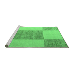 Sideview of Machine Washable Checkered Emerald Green Modern Area Rugs, wshabs5547emgrn