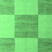 Square Machine Washable Checkered Emerald Green Modern Area Rugs, wshabs5547emgrn
