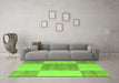 Machine Washable Checkered Green Modern Area Rugs in a Living Room,, wshabs5547grn