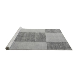 Sideview of Machine Washable Checkered Gray Modern Rug, wshabs5547gry