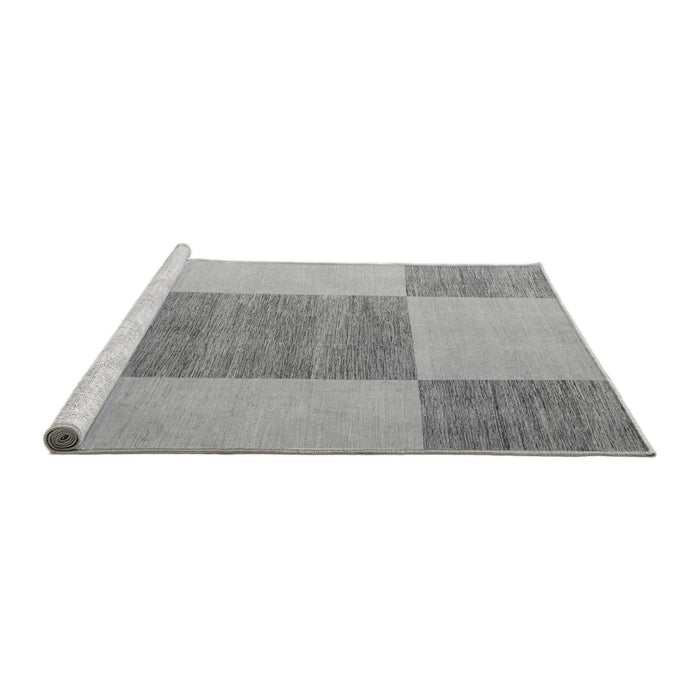 Sideview of Machine Washable Checkered Gray Modern Rug, wshabs5547gry