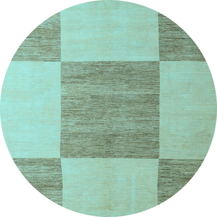Round Checkered Light Blue Modern Rug, abs5547lblu