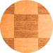 Round Machine Washable Checkered Orange Modern Area Rugs, wshabs5547org-1