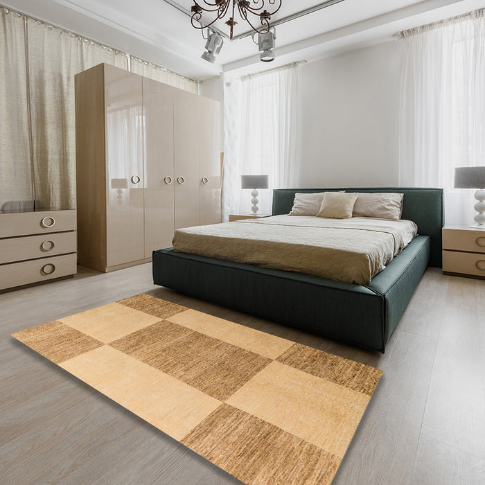 Machine Washable Abstract Orange Rug in a Bedroom, wshabs5547