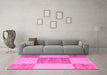 Machine Washable Checkered Pink Modern Rug in a Living Room, wshabs5547pnk