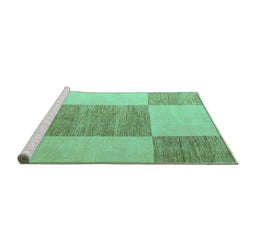 Sideview of Machine Washable Checkered Turquoise Modern Area Rugs, wshabs5547turq