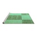 Sideview of Machine Washable Checkered Turquoise Modern Area Rugs, wshabs5547turq
