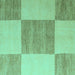 Square Checkered Turquoise Modern Rug, abs5547turq