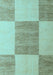 Machine Washable Checkered Light Blue Modern Rug, wshabs5547lblu