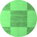 Round Checkered Emerald Green Modern Rug, abs5547emgrn