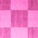 Square Machine Washable Checkered Pink Modern Rug, wshabs5547pnk